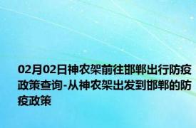 02月02日神农架前往邯郸出行防疫政策查询-从神农架出发到邯郸的防疫政策