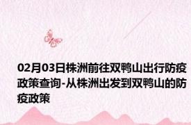 02月03日株洲前往双鸭山出行防疫政策查询-从株洲出发到双鸭山的防疫政策