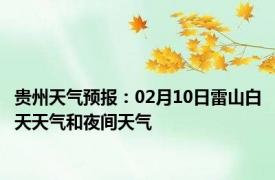贵州天气预报：02月10日雷山白天天气和夜间天气