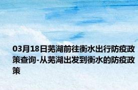 03月18日芜湖前往衡水出行防疫政策查询-从芜湖出发到衡水的防疫政策