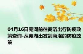 04月16日芜湖前往商洛出行防疫政策查询-从芜湖出发到商洛的防疫政策