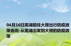 04月16日芜湖前往大理出行防疫政策查询-从芜湖出发到大理的防疫政策
