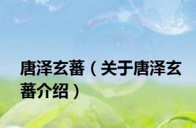 唐泽玄蕃（关于唐泽玄蕃介绍）