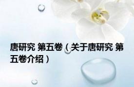 唐研究 第五卷（关于唐研究 第五卷介绍）