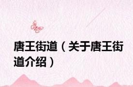 唐王街道（关于唐王街道介绍）