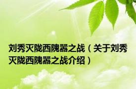 刘秀灭陇西隗嚣之战（关于刘秀灭陇西隗嚣之战介绍）