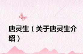 唐灵生（关于唐灵生介绍）