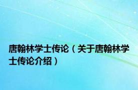 唐翰林学士传论（关于唐翰林学士传论介绍）