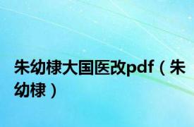 朱幼棣大国医改pdf（朱幼棣）