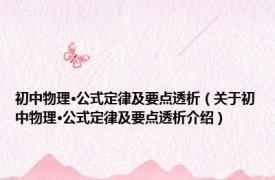 初中物理·公式定律及要点透析（关于初中物理·公式定律及要点透析介绍）