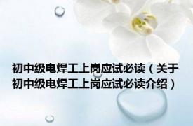 初中级电焊工上岗应试必读（关于初中级电焊工上岗应试必读介绍）