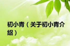 初小青（关于初小青介绍）