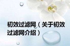 初效过滤网（关于初效过滤网介绍）