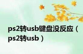 ps2转usb键盘没反应（ps2转usb）
