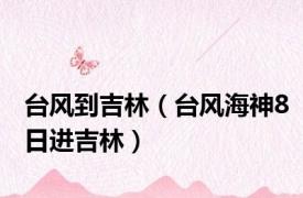 台风到吉林（台风海神8日进吉林）