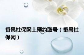 番禺社保网上预约取号（番禺社保网）