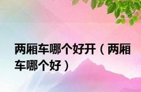 两厢车哪个好开（两厢车哪个好）