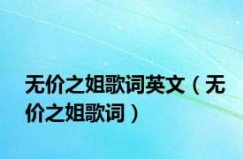 无价之姐歌词英文（无价之姐歌词）