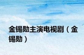 金锡勋主演电视剧（金锡勋）