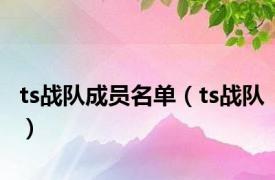 ts战队成员名单（ts战队）