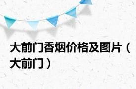 大前门香烟价格及图片（大前门）
