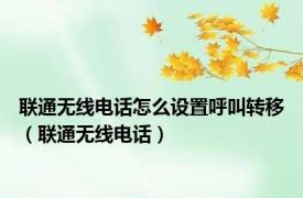 联通无线电话怎么设置呼叫转移（联通无线电话）