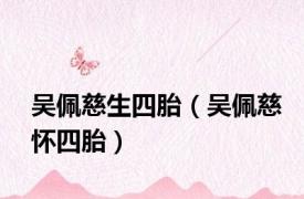 吴佩慈生四胎（吴佩慈怀四胎）