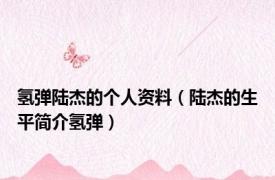 氢弹陆杰的个人资料（陆杰的生平简介氢弹）