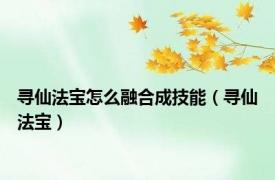 寻仙法宝怎么融合成技能（寻仙法宝）
