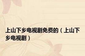 上山下乡电视剧免费的（上山下乡电视剧）