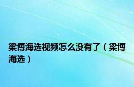 梁博海选视频怎么没有了（梁博海选）