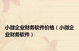 小微企业财务软件价格（小微企业财务软件）