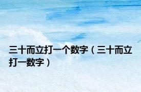 三十而立打一个数字（三十而立打一数字）