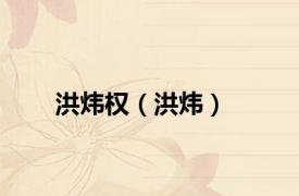洪炜权（洪炜）