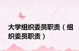 大学组织委员职责（组织委员职责）