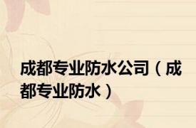 成都专业防水公司（成都专业防水）