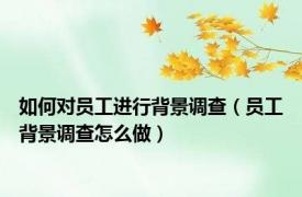 如何对员工进行背景调查（员工背景调查怎么做）