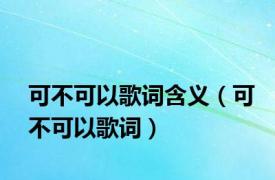 可不可以歌词含义（可不可以歌词）