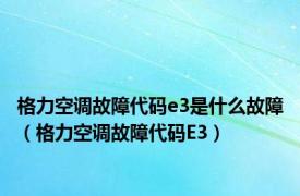 格力空调故障代码e3是什么故障（格力空调故障代码E3）