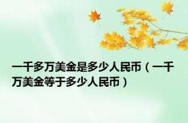 一千多万美金是多少人民币（一千万美金等于多少人民币）