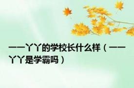 一一丫丫的学校长什么样（一一丫丫是学霸吗）