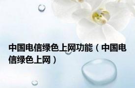 中国电信绿色上网功能（中国电信绿色上网）
