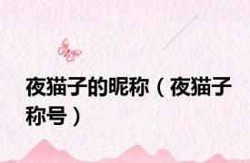 夜猫子的昵称（夜猫子称号）