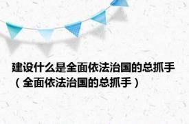 建设什么是全面依法治国的总抓手（全面依法治国的总抓手）