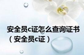 安全员c证怎么查询证书（安全员c证）