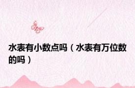 水表有小数点吗（水表有万位数的吗）