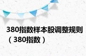 380指数样本股调整规则（380指数）