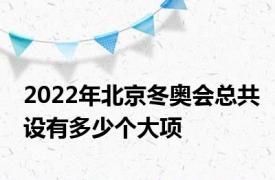 2022年北京冬奥会总共设有多少个大项