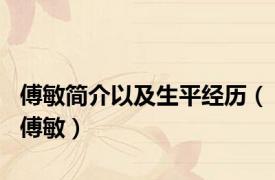傅敏简介以及生平经历（傅敏）
