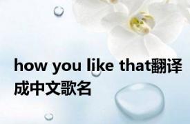 how you like that翻译成中文歌名